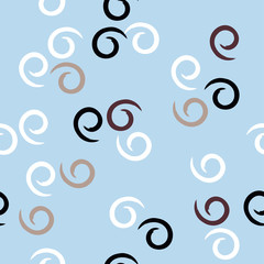 Cute vector geometric seamless pattern. Brush strokes, swirl. Hand drawn grunge texture. Abstract forms. Endless texture can be used for printing onto fabric or paper