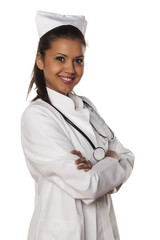 young beautiful nurse with arms folded