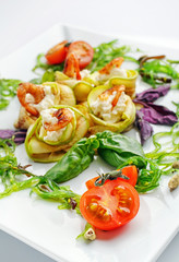 appetizing restaurant food on  white background