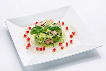 appetizing restaurant food on  white background