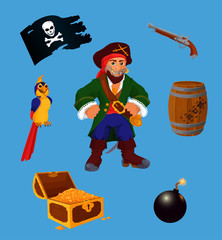Set of pirate design elements
