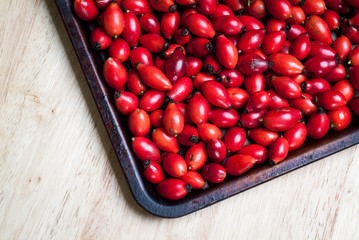 Rosehip Berries on a Baking Tray