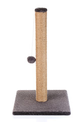 Cat scratching post on a white  background
