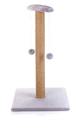 Cat scratching post on a white  background