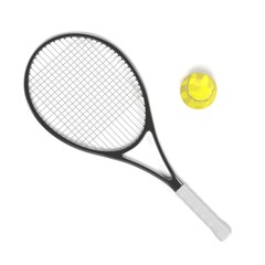 3d renderings of tennis racket and ball