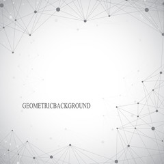 Geometric grey background molecule and communication . Connected lines with dots. Vector illustration