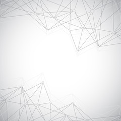 Geometric grey background molecule and communication . Connected lines with dots. Vector illustration