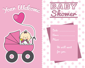 baby shower card. baby girl