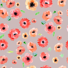 Floral watercolor background anemone