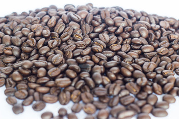 coffee beans on the white ground