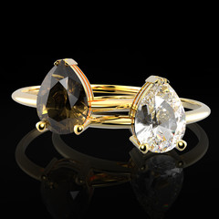 Wedding rings with diamonds. 3D rendering