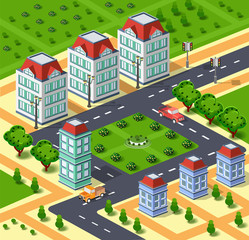 City illustration with urban infrastructure