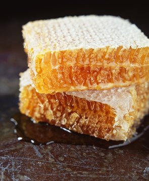 Stack of honeycomb on scratched surface