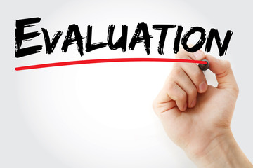 Hand writing Evaluation with marker, business concept background