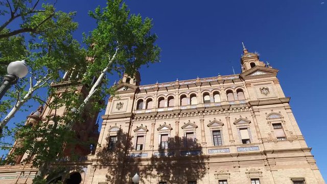 Siviglia, Andalusia, Spagna - Aprile 14, 2016: Piazza di Spagna (Ultra High Definition, UltraHD, Ultra HD, UHD, 4K, 2160P, 3840x2160)