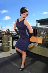 Young lady at vintage car and fashion show in Auckland, New Zealand