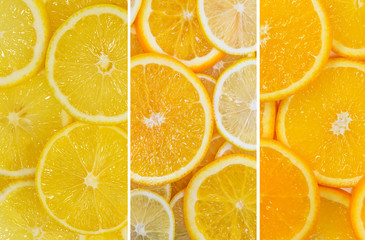 Fototapety  Owocowa mieszanka owoców cytryny i pomarańczy