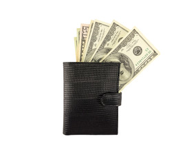 Money dollars in a black wallet