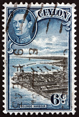 Postage stamp Sri Lanka 1938 View of Colombo Harbour