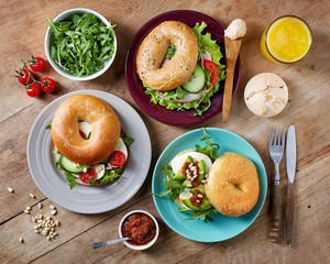 Fresh bagel sandwiches