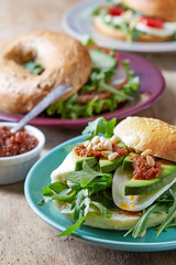 Fresh bagel sandwiches