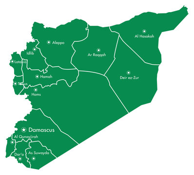 Syria Map with States and Cities