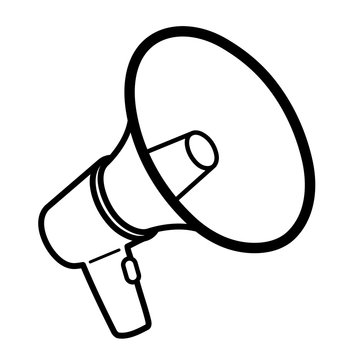 Black outline megaphone or bullhorn
