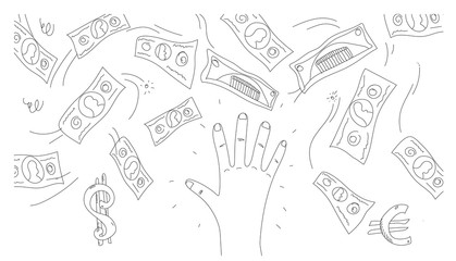 Concept Doodle Illustration of Loosing and Hand