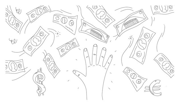 Concept Doodle Illustration of Loosing and Hand