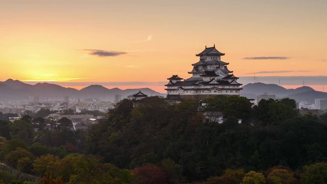 Himeji, Japan dawn at Himeji Castle.