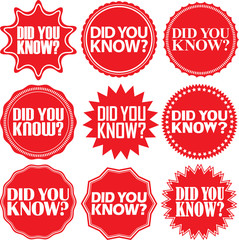 Obraz premium Did you know red label.Did you know red sign. Did you know red b