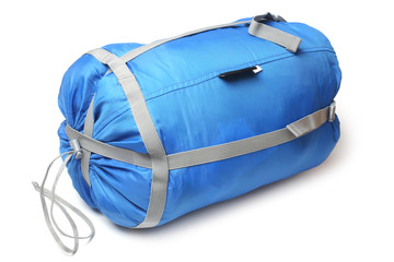 Tourist sleeping bag in a compression bag