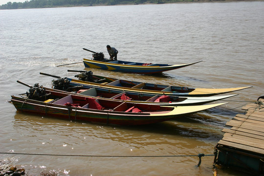 Boats on the River Mekong, Laos