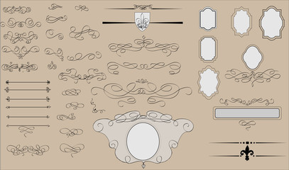 Vintage Frames and Design Elements - hand drawn