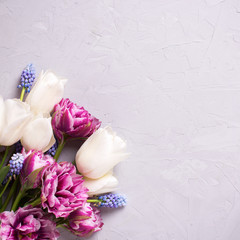 Flowers on grey textured background