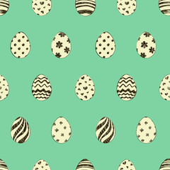 Retro Easter Seamless Pattern With Eggs.