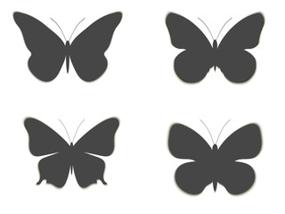 Set paper butterflies with shadow. Vector illustration.