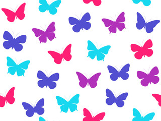 Butterfly seamless pattern. Seamless pattern of butterflies. Multicolored butterflies. Vector illustration.