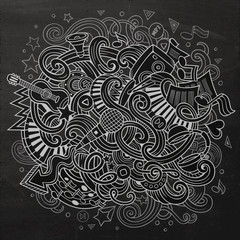 Hand-drawn chalkboard doodles Musical illustration