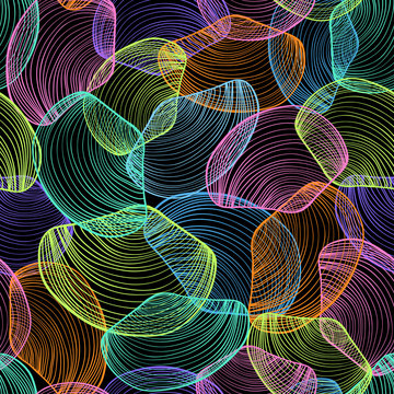 Abstract Seamless Pattern Of Colorful Seashells.