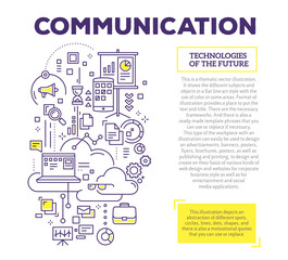 Vector creative concept illustration of communication with heade