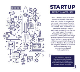 Vector creative concept illustration of startup with header and