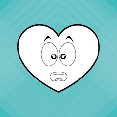Flat illustration of cartoon face design, heart shape and love