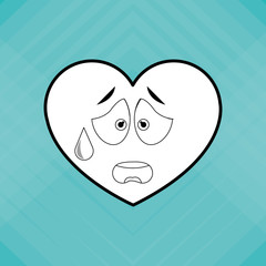 Flat illustration of cartoon face design, heart shape and love