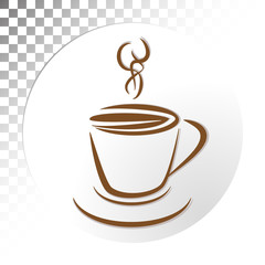 Coffee cup with white backing icon