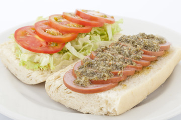 delicious sandwich on white background