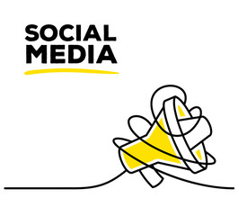 Vector illustration of yellow color megaphone with black wire an