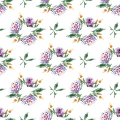 Obraz premium Aster watercolor floral seamless pattern