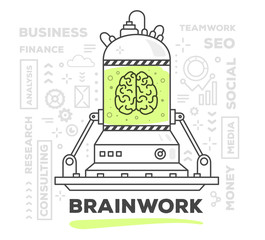 Naklejka premium Vector illustration of creative professional mechanism of brainw