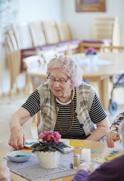 Senior woman in care home